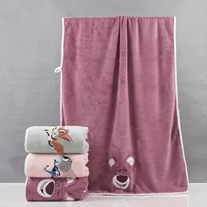 1 منشفة حمام من الصوف المرجاني، منشفة سميكة سريعة الجفاف بتصميم كرتوني لطيف وبسيط، منشفة ماصة للبالغين، منشفة حمام.