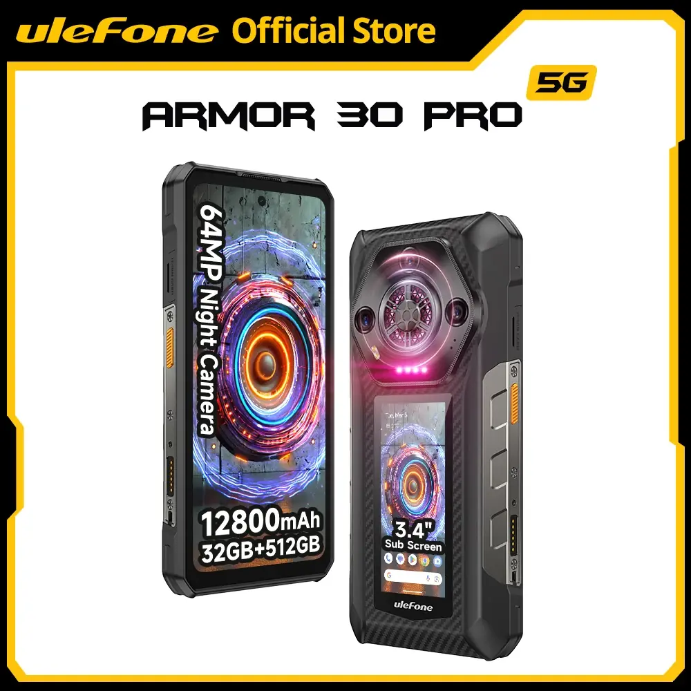 Ulefone Armor 30 Pro 5G هاتف متين أندرويد 14 هاتف ذكي 6.95 بوصة 120 هرتز 32 جيجابايت + 512 جيجابايت 12800 مللي أمبير كاميرا ليلية 64 ميجابكسل NFC