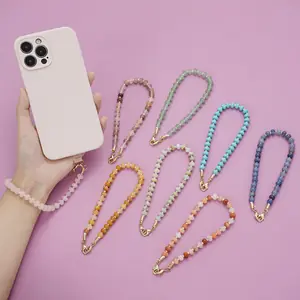 Ins Style لتقوم بها بنفسك سلسلة هاتف من الحجر الطبيعي مخصصة ومبتكرة مع ملمس الراقية اليدوية حبة مكافحة فقدان سلسلة الحبل الهاتف