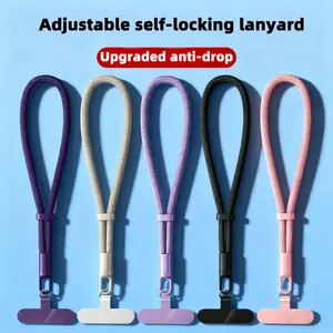 حزام معصم قصير عالمي قابل للتعديل للهاتف المحمول مع تصميم ذاتي القفل ومضاد للسقوط وحزام هاتف من البوليستر المتين