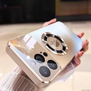 حافظة مغناطيسية فاخرة بلون معدني من التيتانيوم لهاتف آيفون 17 16 برو ماكس 15 14 Plus 13 12 لغطاء الشحن اللاسلكي Magsafe