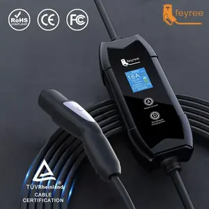 شاحن سيارات فيري محمول 3.5 كيلو وات TS-NACS قابس شاحن 1.8 بوصة شاشة LCD مع مجموعة محطة شحن جدول تأخير لسيارات تسلا