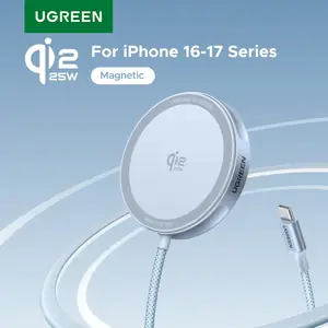 UGREEN Magflow Qi2 25 واط شاحن لاسلكي آيفون 17 16 برو ماكس شحن سريع Qi2 معتمد Magsafe لوحة شحن الهاتف
