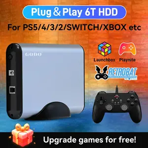 Hyper Base MIX 6T Gaming HDD Retrobat & Playnite & Launchbox لألعاب الفيديو PS5/PS4/PS3/XBOX/Switch/DC 65000+AAA/3D/Retro