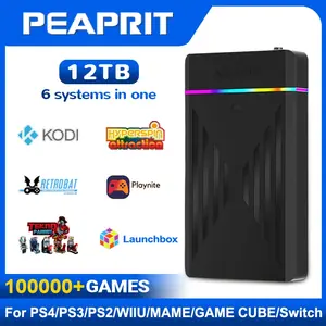 قرص صلب للألعاب بسعة 12 تيرابايت من PEAPRIT مع برامج Hyperspin وLaunchbox وRetrobat وPlaynite يحتوي على أكثر من 10 آلاف لعبة فيديو كلاسيكية لأجهزة PS3/PS2/PS/Wii/WIIU/SWITCH