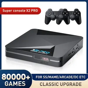 وحدة تحكم ألعاب فيديو KINHANK Super Console X2 Pro Retro مع ألعاب فيديو 80000 لـ PS1/DC/MAME/SS مع صندوق ألعاب هدية للأطفال