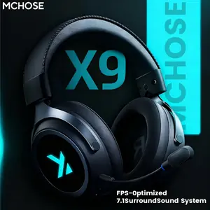 MCHOSE X9 اللاسلكية لعبة الرأس 7.1 سماعة بلوتوث 2.4G ثلاثة وضع 53 مللي متر الألومنيوم احباط بوليمر الحجاب الحاجز eSports هدية سماعة