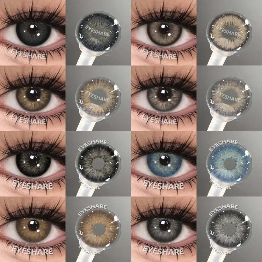 عدسات لاصقة ملونة شعبية من اييشير للعيون عدسات سوداء للعين موضة براون بيوتي ملونة للتلاميذ رمادي ملامس عيون زرقاء مكياج