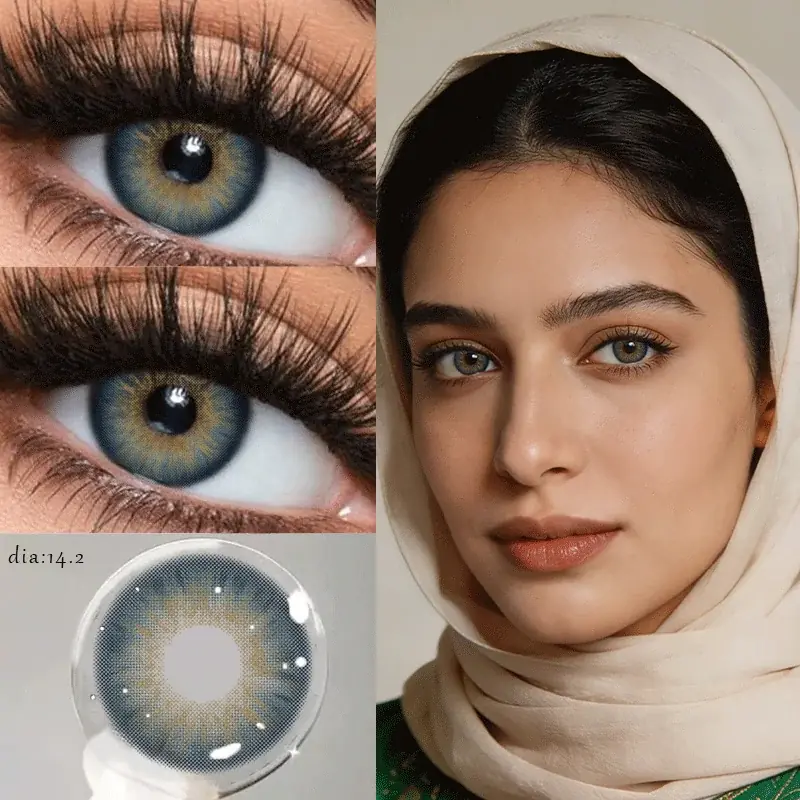 عدسات لاصقة ملونة كورية من KSSEYE، عبوتان، منتجات تجميل ناعمة لتكبير العيون، عدسات تجميلية ناعمة مع درجات بصرية، توصيل سريع