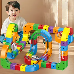 الأطفال ماجيك المسار قطار الكهربائية تجميعها اللبنات المغناطيسي السكك الحديدية سيارة المتاهة ألعاب تعليمية للأطفال هدايا عيد الميلاد