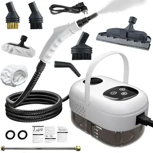 منظف بخاري 1100 مل/2500 واط مع شاشة لمس ذكية - 3 رؤوس فرشاة - فرشاة زجاج مع منشفة لإزالة البقع في المنزل، منظف بخاري محمول