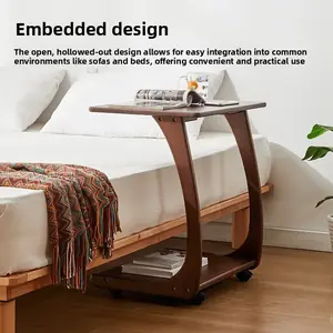 طاولة جانبية متحركة للأريكة، طاولة قهوة من الخشب الصلب بالكامل، رف تخزين بعجلات لغرفة المعيشة، طاولة سرير جانبية من الخشب الصلب لغرفة النوم، عربة صغيرة