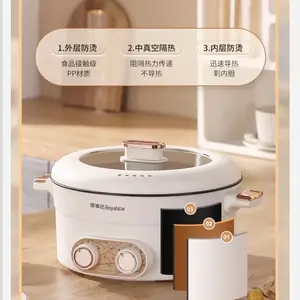 وعاء طبخ كهربائي مزدوج الأغراض من Royalstar بقوة 220 فولت، وعاء طبخ متعدد الوظائف للمطبخ المنزلي CEB