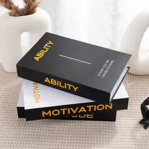 كتب مزيفة فاخرة للديكور، صندوق تخزين كتب محاكاة قابل للفتح، كتب طاولة القهوة، شعارات ملهمة