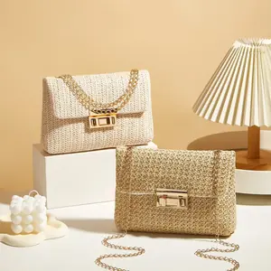 حقيبة نسائية صيفية عصرية من القش بتصميم بوهيمي، حقيبة شاطئ صغيرة منسوجة، حقيبة كتف ماسنجر، حقائب يد للبنات، هدايا حقائب القش