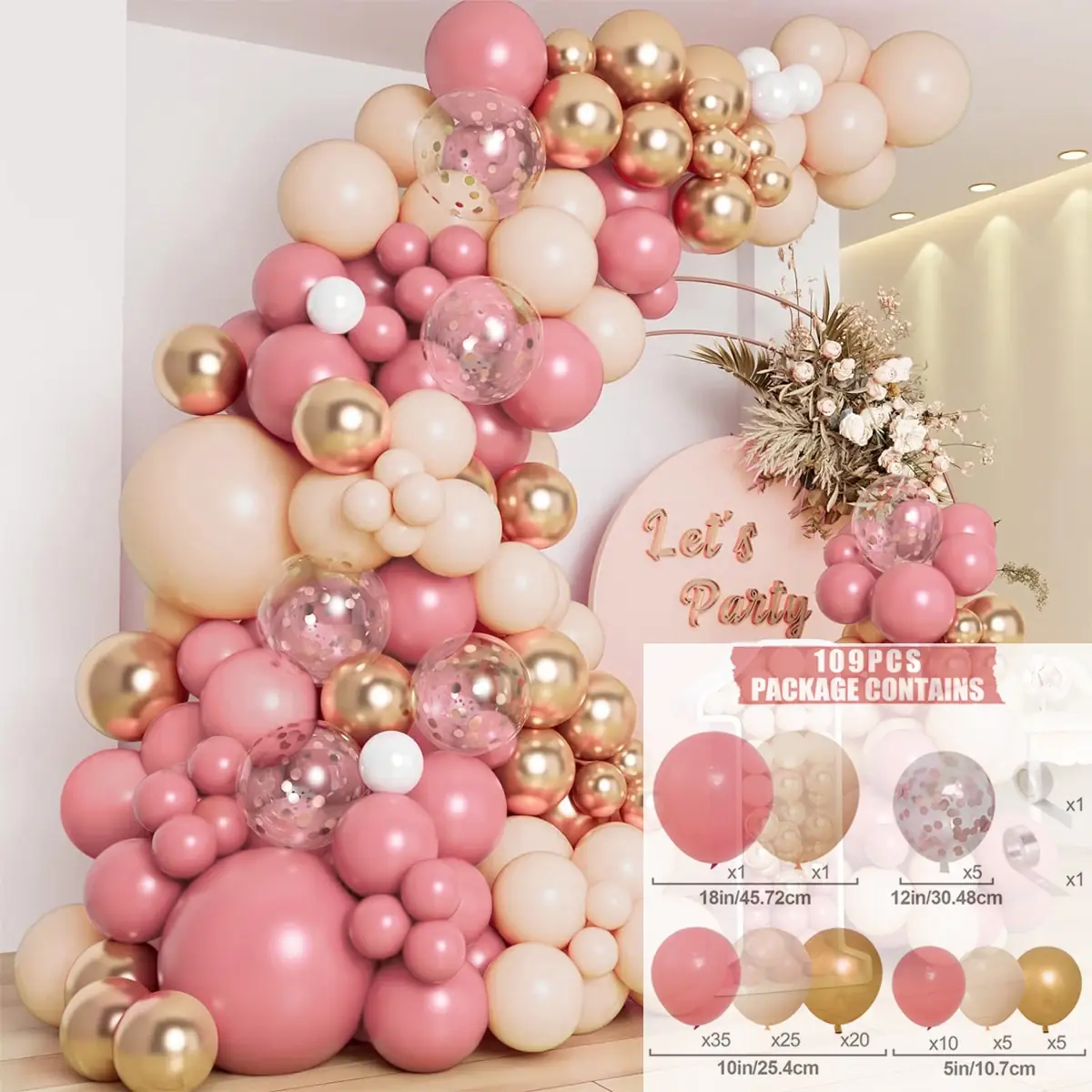 مجموعة بالونات لاتكس متعددة الألوان مكونة من 109 قطع مناسبة لحفلات أعياد الميلاد وحفلات الزفاف وديكور حفلات عيد الحب