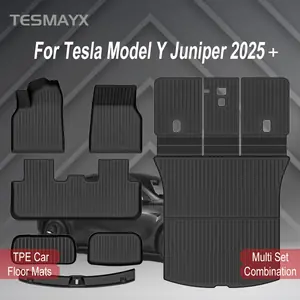 ل تسلا نموذج Y العرعر 2025 2026 الحصير سيارة البضائع بطانة الجذع الحصير مسند الظهر ركلة منصات حماية اكسسوارات السيارات الداخلية