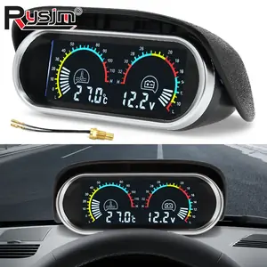 سيارة شاحنة 2 في 1 LCD مقياس درجة حرارة الماء متر + الفولتميتر مع 1/8 NPT مستشعر درجة الحرارة مقياس درجة حرارة الماء للسيارات السيارات 12 فولت/24 فولت