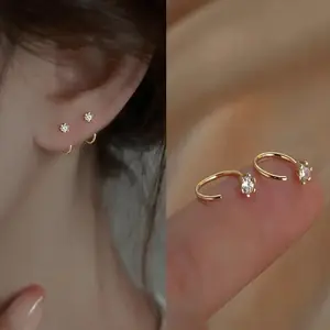 أنيقة الحد الأدنى الزركون وأقراط للمراهقين الأذن ثقب الأقراط النساء الرجال حفل زفاف فتاة مجوهرات هدايا
