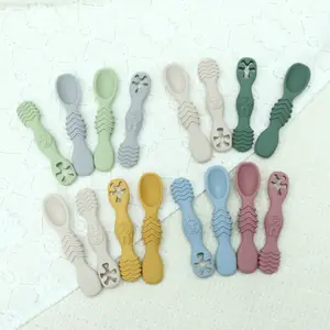 4 قطع من أدوات الفطام LED للأطفال، ملاعق أطفال متعددة الألوان للتغذية الذاتية لمدة 6+ أشهر، Cucharas para Bebes للمواد الصلبة والهريس