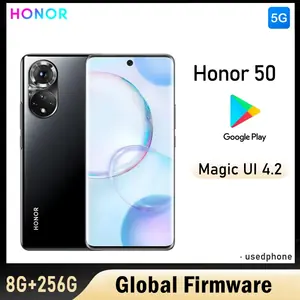 HONOR 50 5g الهاتف الذكي البرامج الثابتة العالمية 6.57 بوصة 4300 مللي أمبير كاميرا خلفية 108MP RAM 8GB ROM 256GB هاتف مستعمل