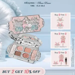 باليت مكياج سداسي الألوان من سلسلة باليه البجعة من فلاور نوز، بلمسة ناعمة ومطفية ولامعة