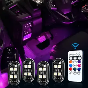 4/8 قطعة أضواء ديكور LED ستروب لاسلكية قابلة لإعادة الشحن، 8 ألوان USB مقاومة للماء ومضادة للتصادم LED ضوء تحذير وامض للسيارة