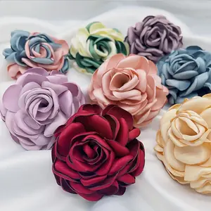 5 قطعة 8 سنتيمتر اليدوية DIY بها بنفسك كبير الساتان النسيج الاصطناعي روز الزهور ل حفل زفاف الحرفية ديكور المنزل