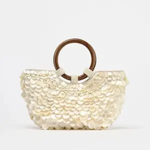 اليدوية الصناعة الثقيلة حبة حقيبة يد مطرزة قذيفة الطبيعية قطري حقائب اليد نصف القمر Crossbody المرأة الزفاف جزء حقائب جديدة