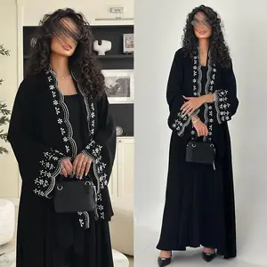 عباية نسائية للعيد، كارديجان مع وشاح، فستان مطرز مفتوح، جلابية مسلمة، قفطان لحفلات رمضان، رداء عربي طويل، قفطان مغربي دبي