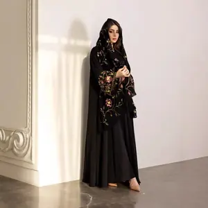 فستان العيد بدلة نسائية فساتين عباية للحفلات الإسلامية مكون من قطعتين حجاب طويل رداء مطرز جلابية قفطان فيستدوس المغرب